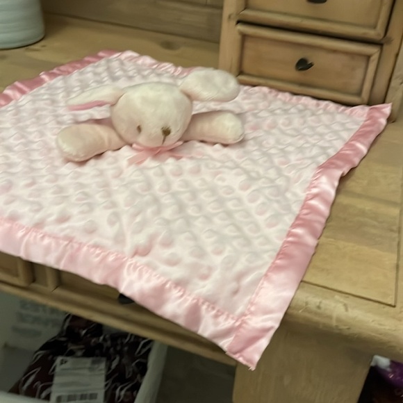 Bunny Lovey Security Blanket Minky Dot Satin Trim Pink Pro Goleem Easter - Picture 4 of 8